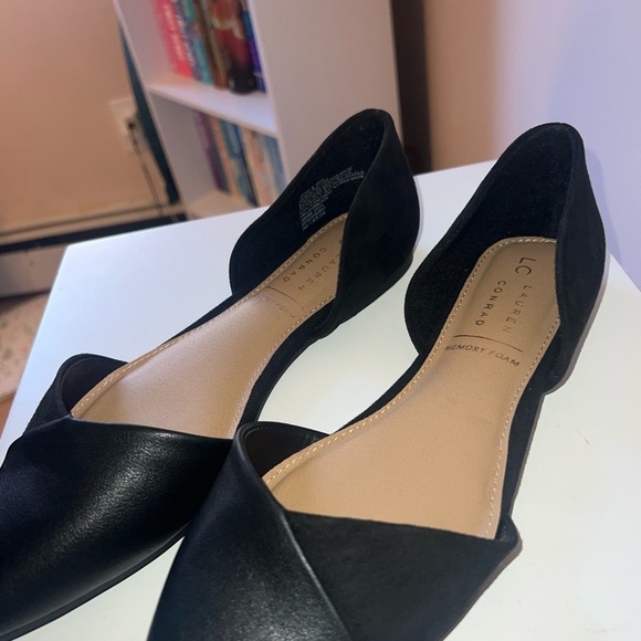 Lauren Conrad Flats- Size 9 black Leather/suede combo - Picture 2 of 3